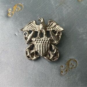 Vintage Silver-Tone Eagle Crest Shield Brooch